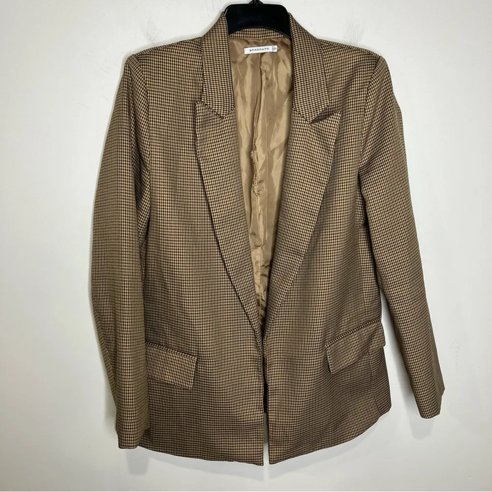 Staccato houndstooth open blazer tan brown multi colored women’s‎ size small - Image 2