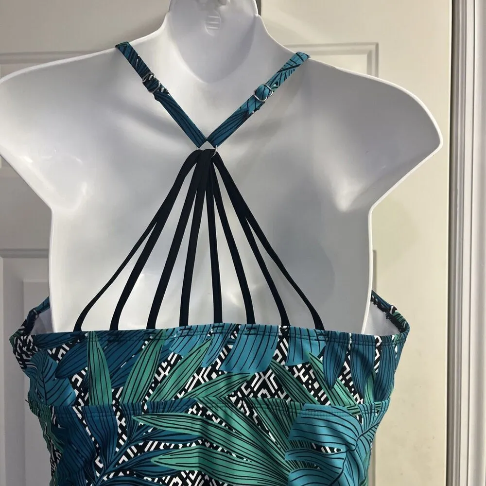 Jantzen One Piece Tropical V-Neck Padded Ruched Swimsuit Size 16 - Image 6