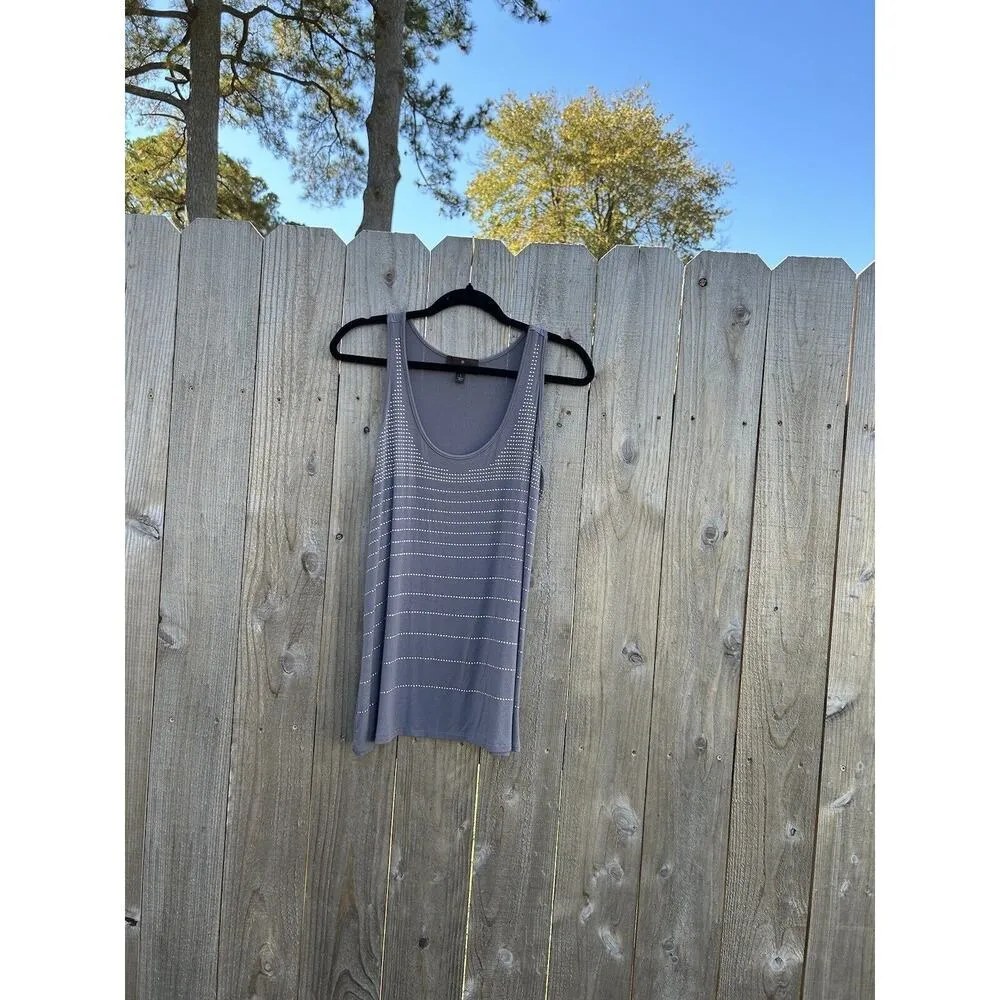 Fenn Wright Manson Tank Top Womens Large Grey Rhinestone Embellished Spring Fall - Image 3