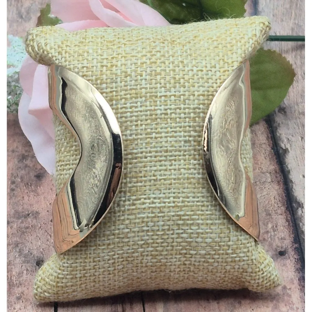 Set of 2 Statement Metal Cuff Bracelets 1 Silver Tone & 1 Gold Tone Link Look - Image 9