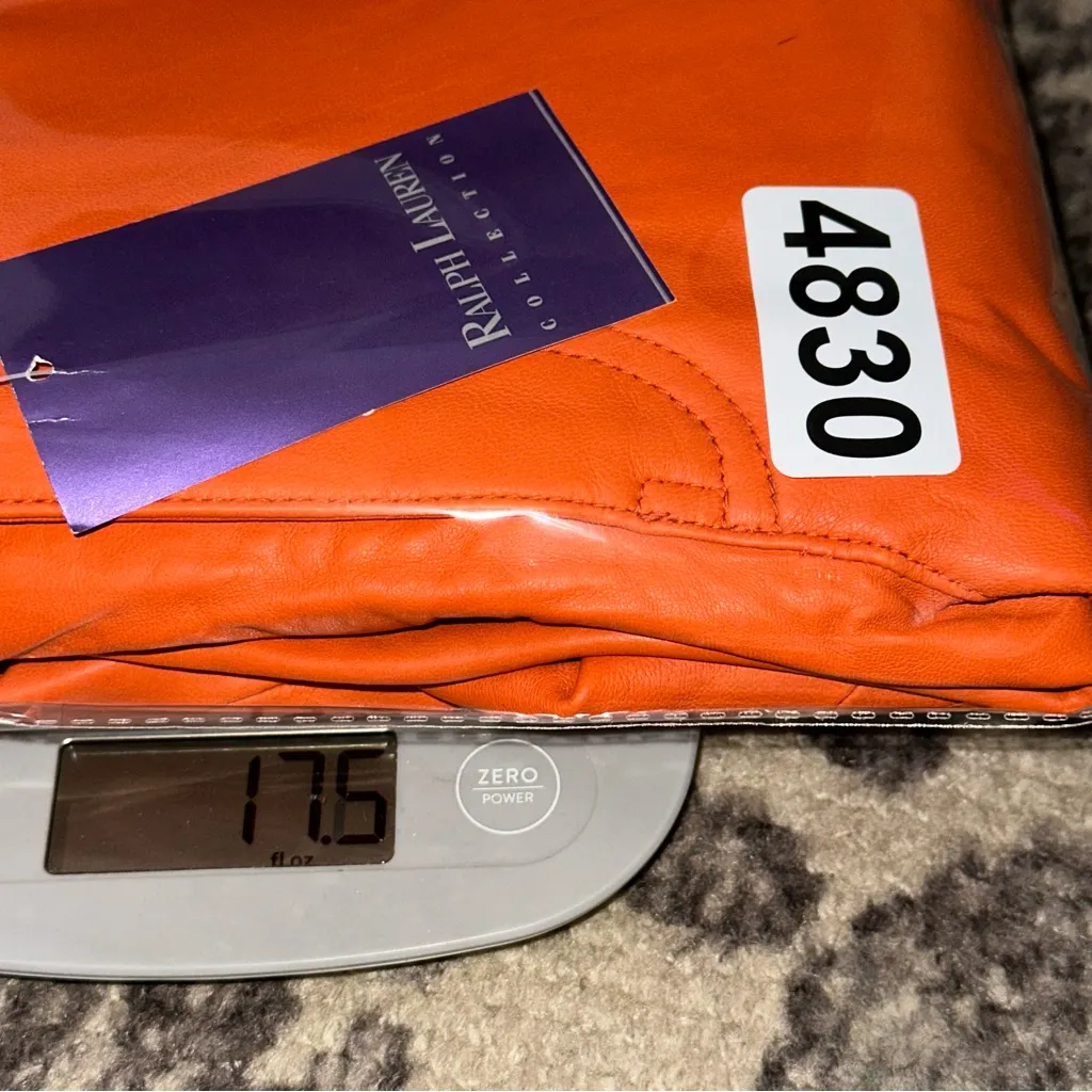 Ralph Lauren Purple Label Vintage 12 Bright Orange Leather High Rise Jeans Pants - Image 15