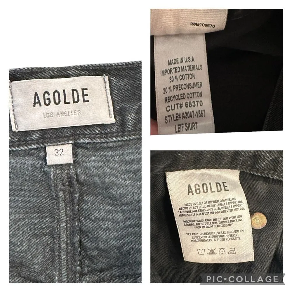 NEW Agolde Leif Front Slit Denim Maxi Skirt Spider Black Size 32 Casual $238 - Image 11