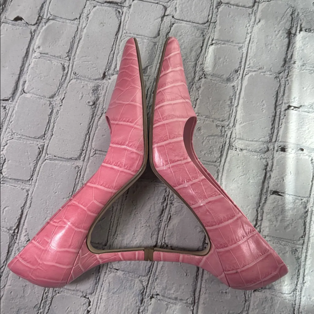 Amanda Smith Pink Croc High Heel Classic Pumps size 8 1/2 M Leather - Image 6