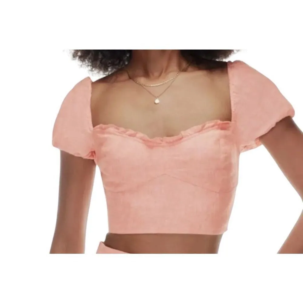 Aritzia Wilfred wander organic linen crop blouse Medium - Image 2