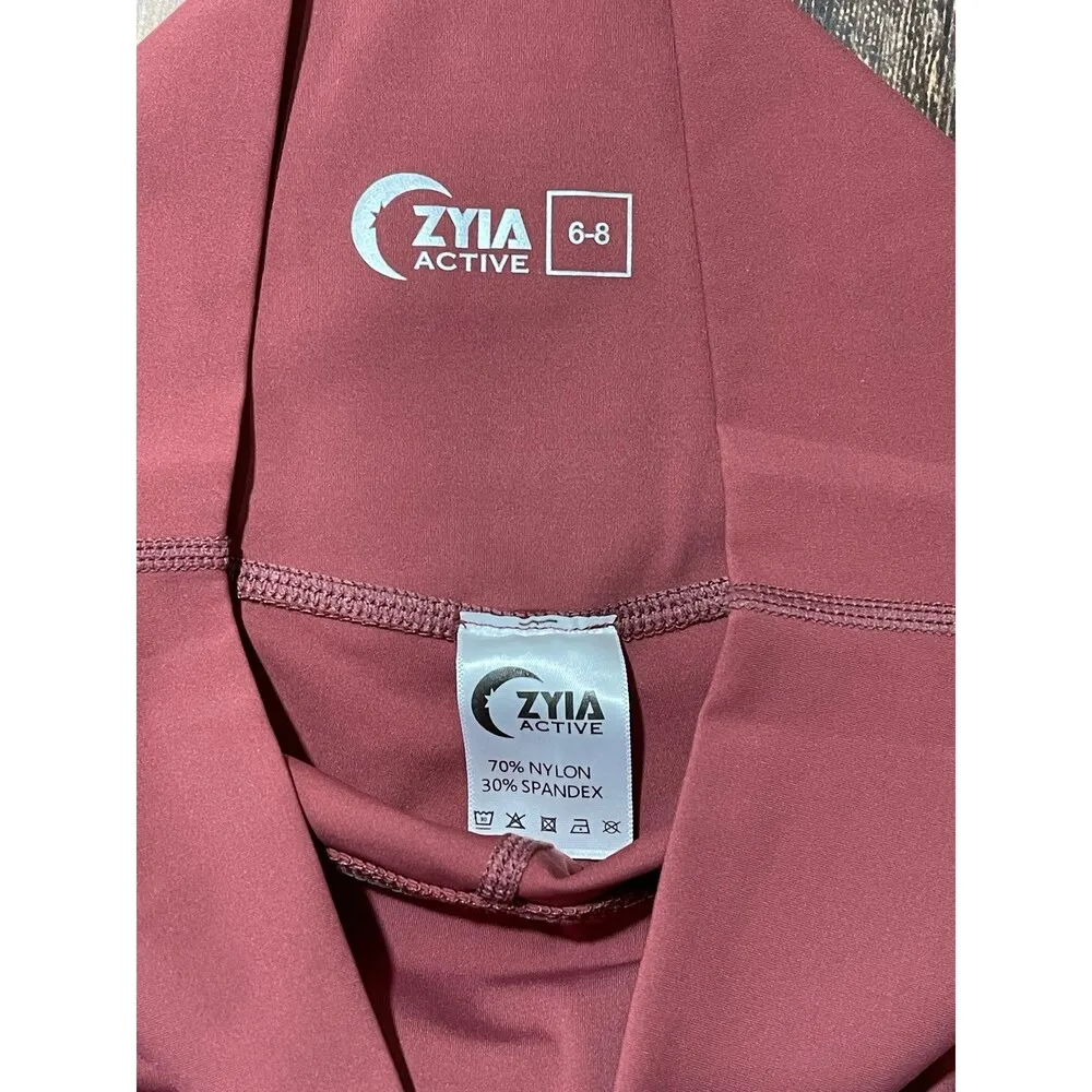 Zyia Active Leggings size 6-8 Terracotta Red High Waisted Perforated Crop - Image 3