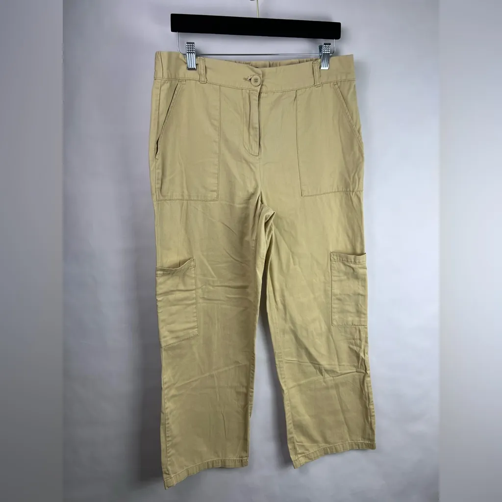 Utility Cargo Pants, Khaki, 100% Cotton, Workwear Minimalist Tan Size L - Image 2