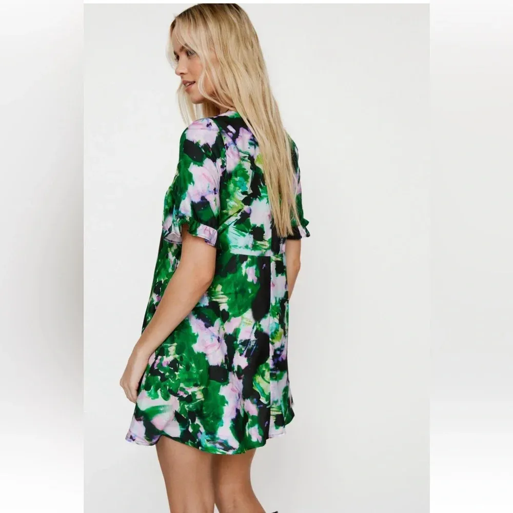 NWT NASTY GAL- Printed Frill Smock Mini Dress size 2 - Image 4