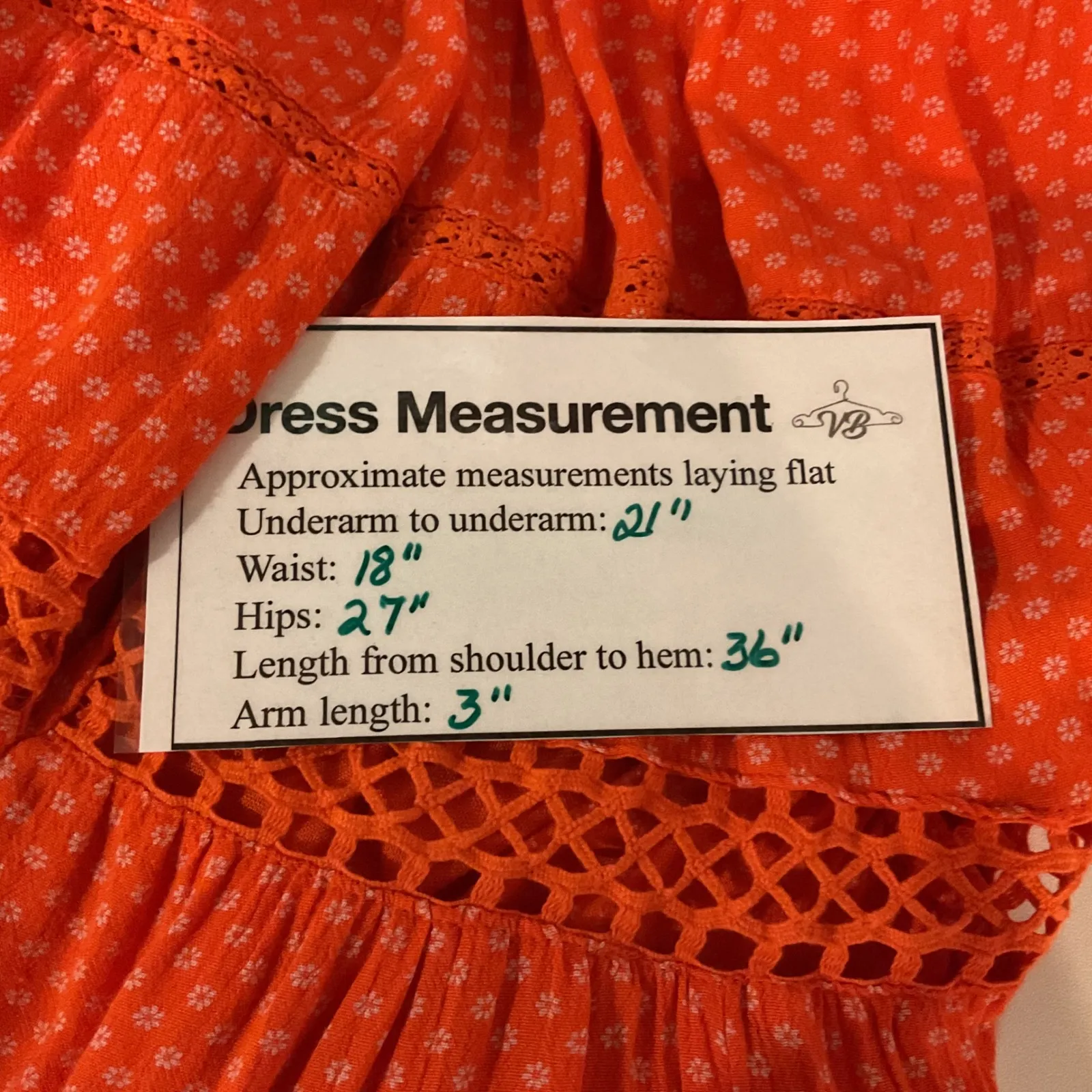 Free People Retro A-line Mini Babydoll Dress Tangerine Eyelet Size XS Oversize‎ - Image 9