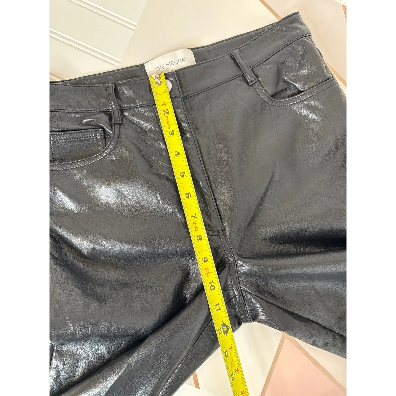 Aritzia The Melina Wilfred Black Vegan Faux Leather High Rise Pants Size 6 - Image 7