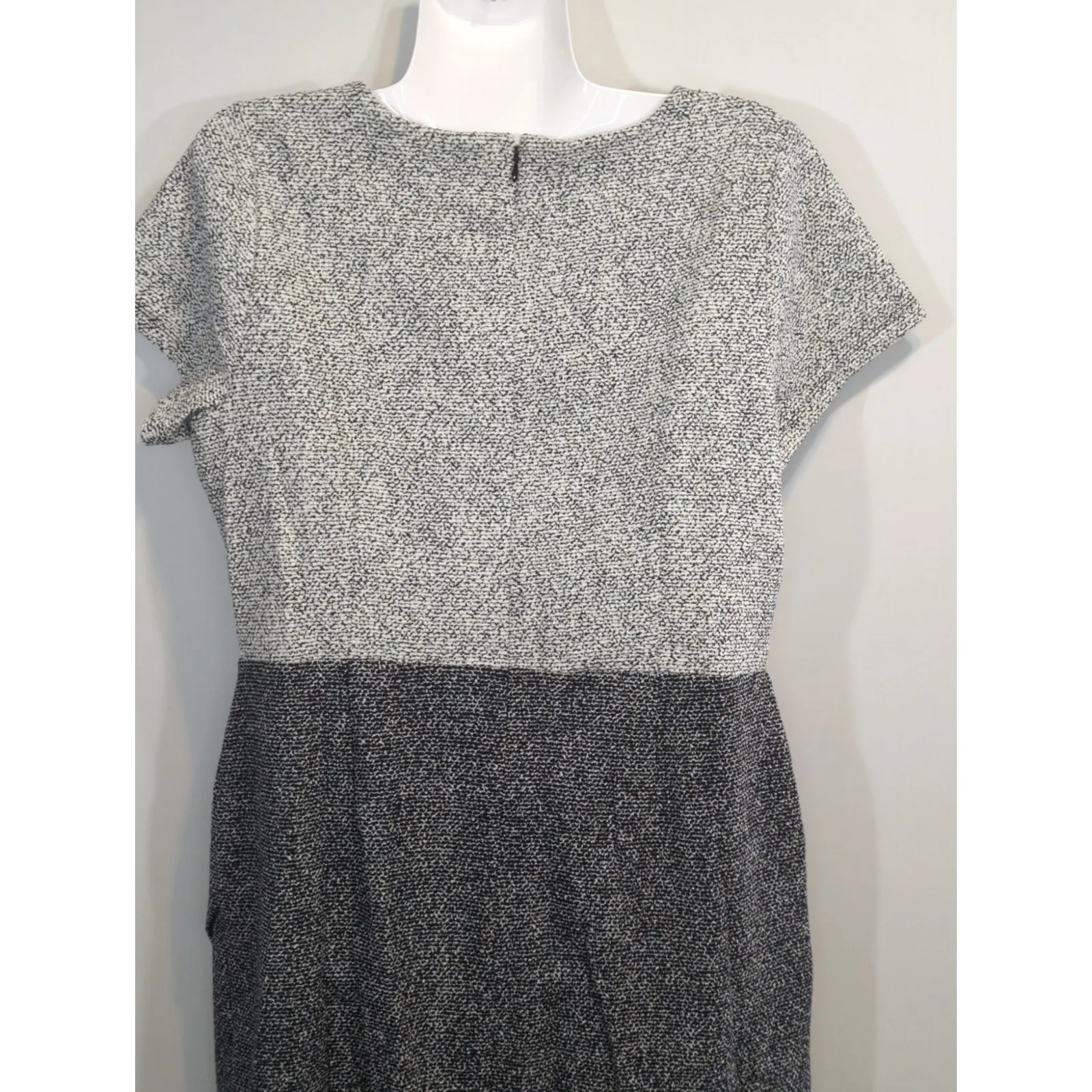 LOFT Speckled Wrap Sheath Gray & Black Dress Womens Size 12P NWT Preppy Modest - Image 8