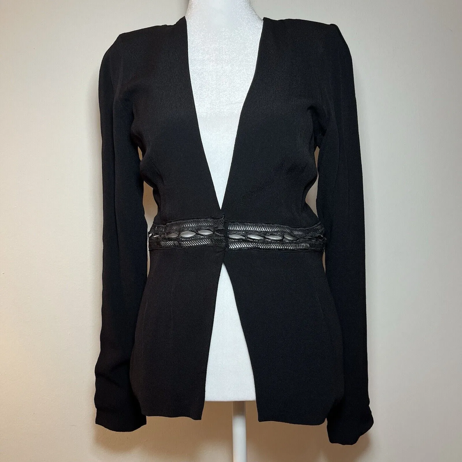 Stone Cold Fox Revolve Stratus Black Deep V Cutouts Long Sleeve Blouse size 1 - Image 2