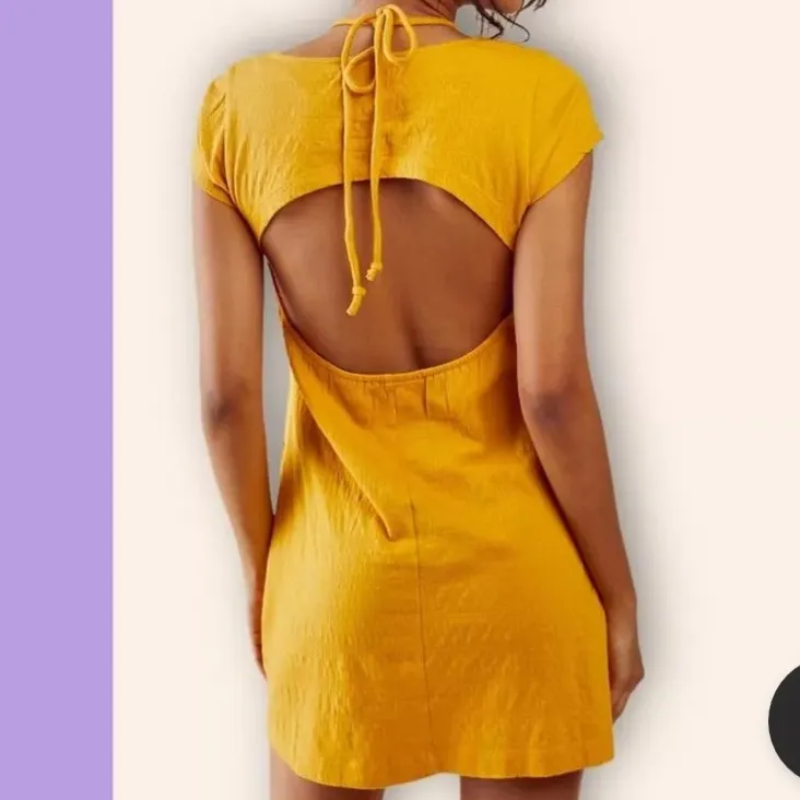 Free People Vivi Sundress Dress Open Back Cap Sleeve Gold Dress Size  M NWT - Image 12