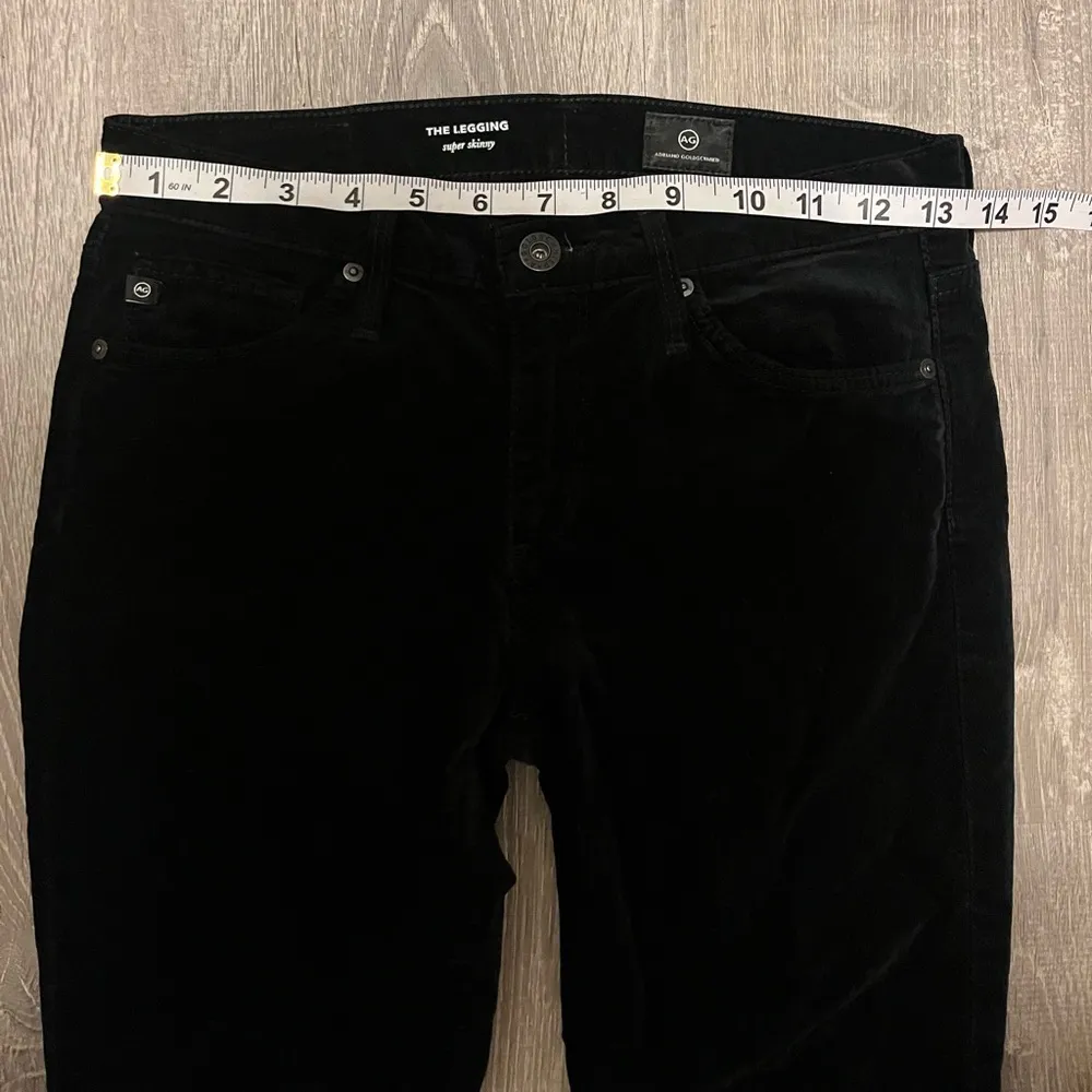 Adriano Goldschmied The Legging Super Skinny Black Velour Velvet Size 24 - Image 2