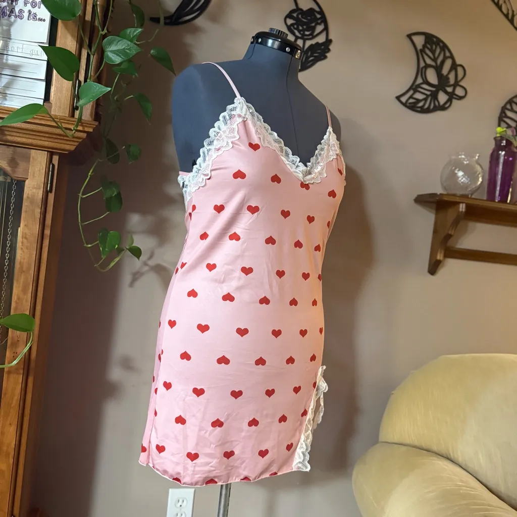 Women’s Sexy Lingerie Valentine’s Day Nightgown Lace Babydoll Spaghetti Straps Pink Size XL - Image 10