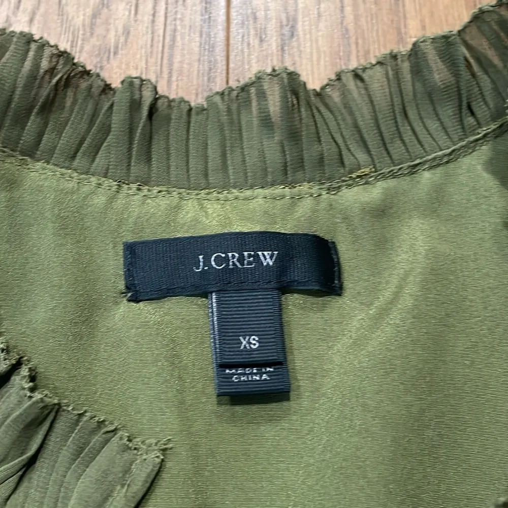 J. Crew New Lace Ruffle-Neck Top in Burnished Moss Green Size XS - Image 6