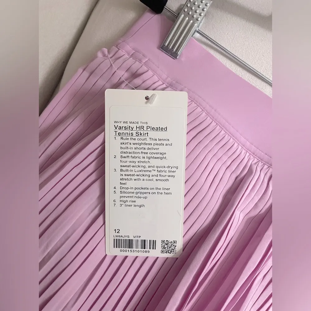 Lululemon NWT Varsity High Rise Pleated Tennis Skirt Vital Pink Size 12 - Image 6