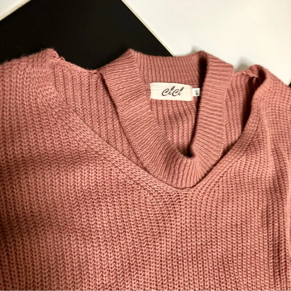 Cici Muted Pink Dusty Rose Pullover Knit Sweater Collar Choker Boxy Coquette M/L Size M - Image 5