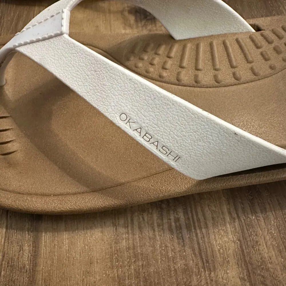 Okabashi Breeze White/Toffee flip flop Sz Large 9.5 - Image 4