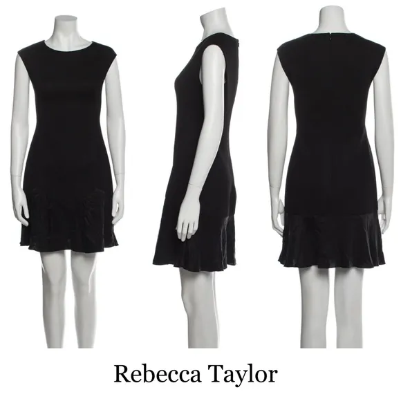 REBECCA TAYLOR Stacy Fit-&-Flare Flounce Black Dress  size 4 NWT Retail $325 - Image 2