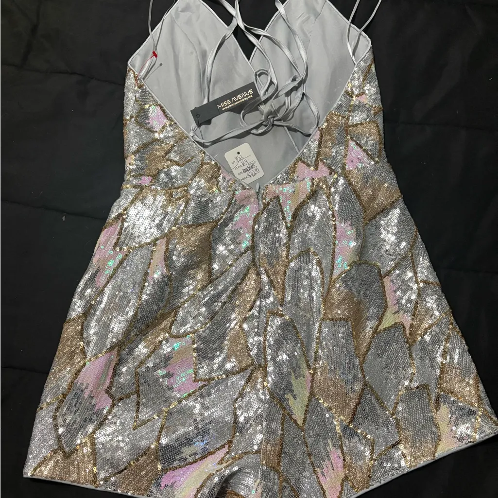 Miss Avenue Metallic Sequin Romper - Image 4