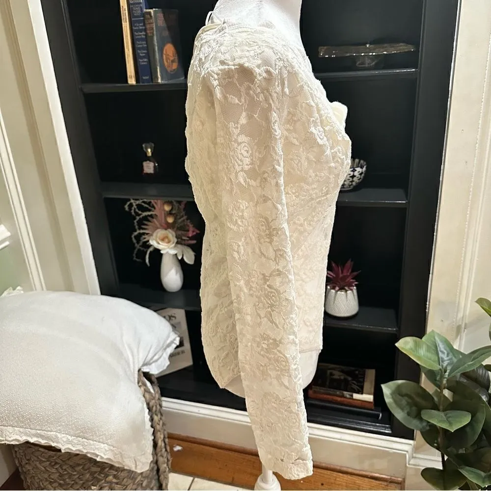 Ambiance White Lace Long Sleeve Body Suit Size Large NWOT - Image 6