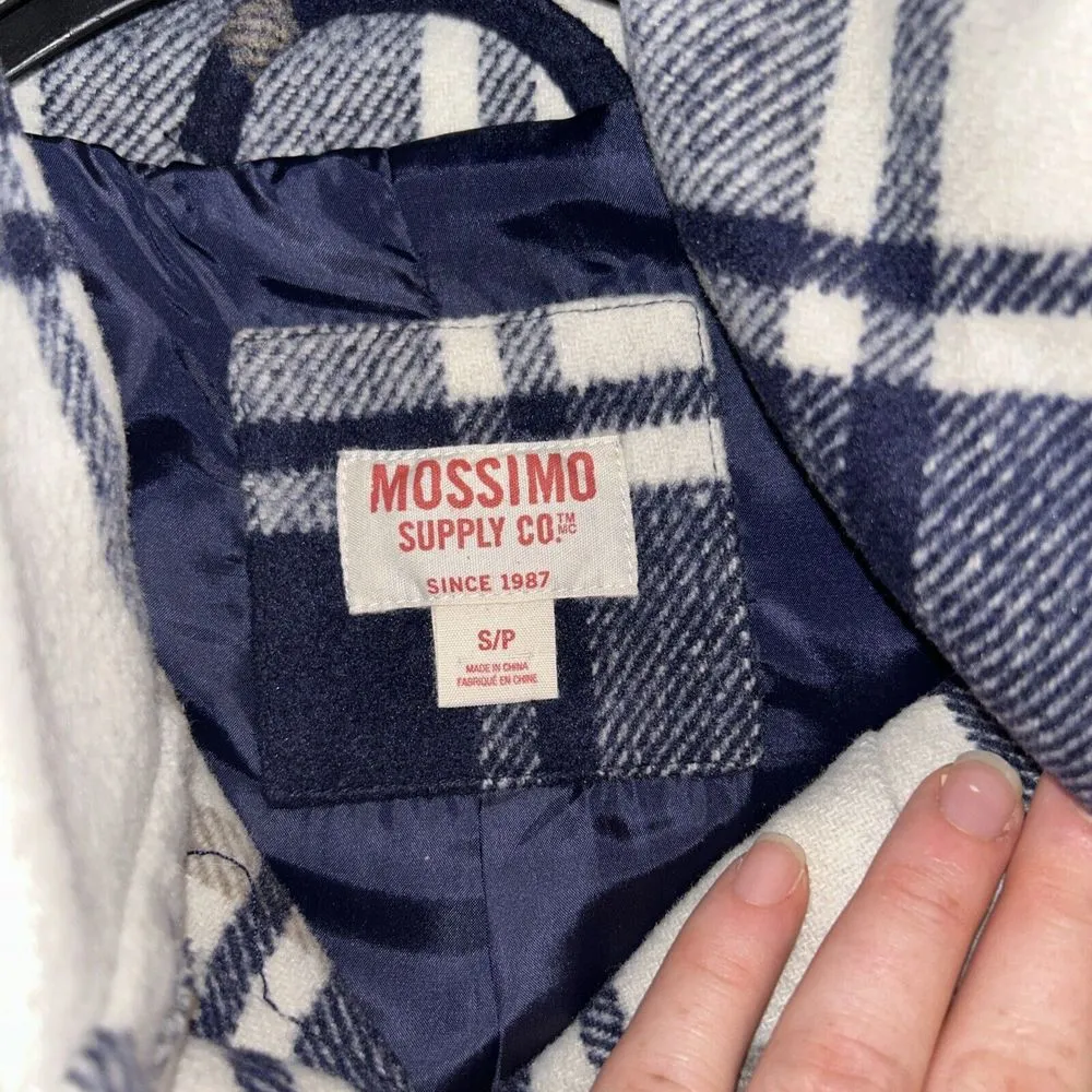 Women’s Mossimo Wool Blend Plaid Mid Length Hooded Coat Size Small - Image 7