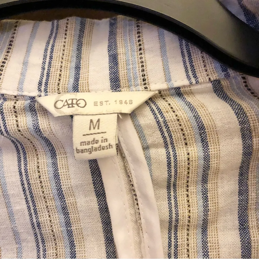 Cato Linen Blend Striped Blazer‎ blue white Medium - Image 3