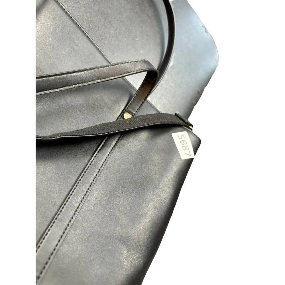 Women's Black Faux Leather Tote Bag With Multiple Compartments & Adjustable Stra - Image 11