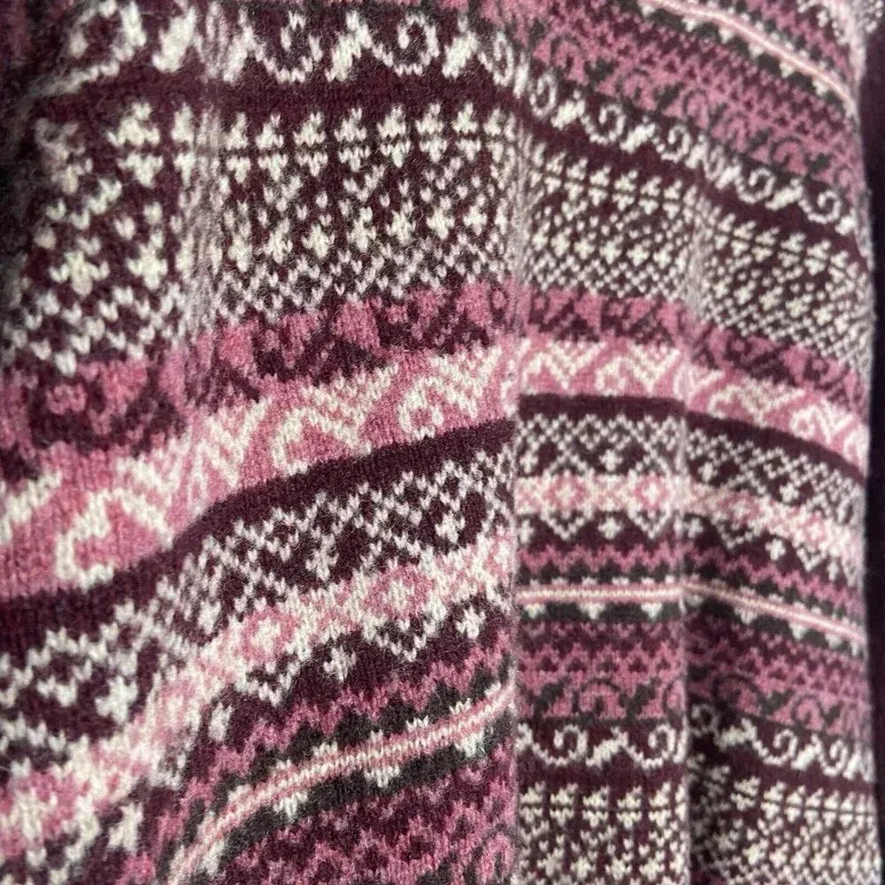 Eddie‎ Bauer Women's Wool Sweater Burgundy Fair Isle Nordic Size M Y2K Preppy - Image 3