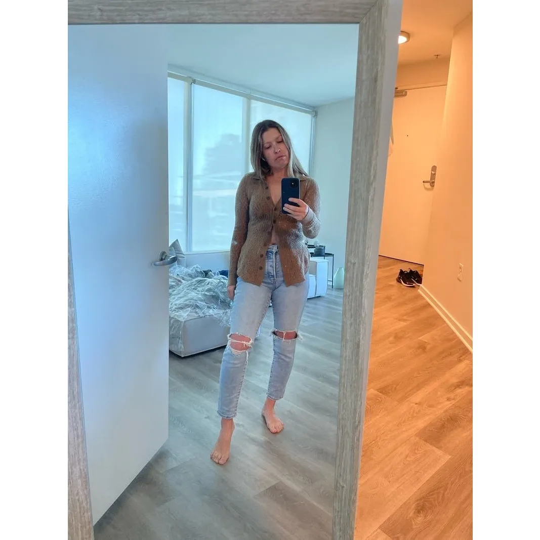 NAADAM Brown Pointelle Wool Cashmere Knit Button Down Sweater size Medium - Image 15