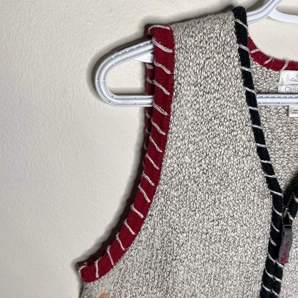 Vintage Christopher & Banks tipped embroidered zip cotton ramie blend vest sz M - Image 66