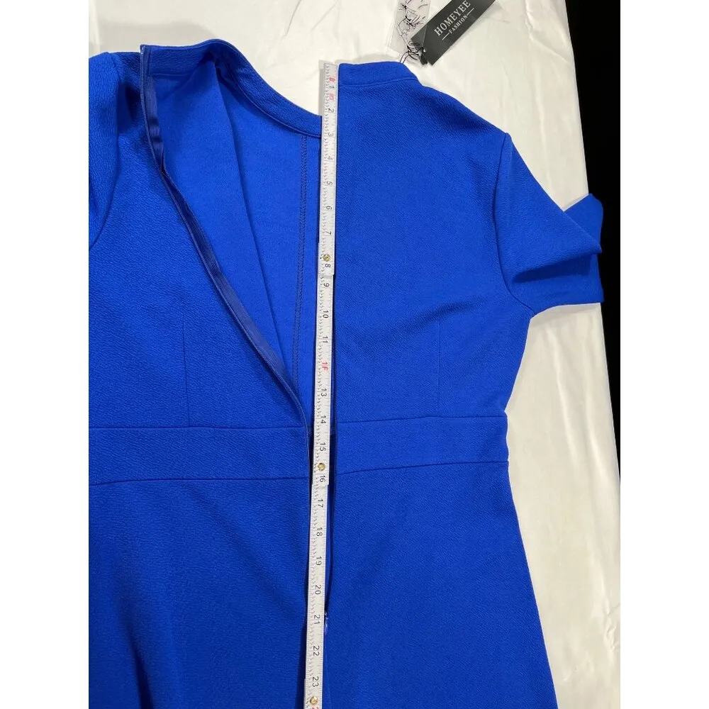 Homeyee SKU 7628 Womens Blue Dress With sleeves Size XL Black - Image 10