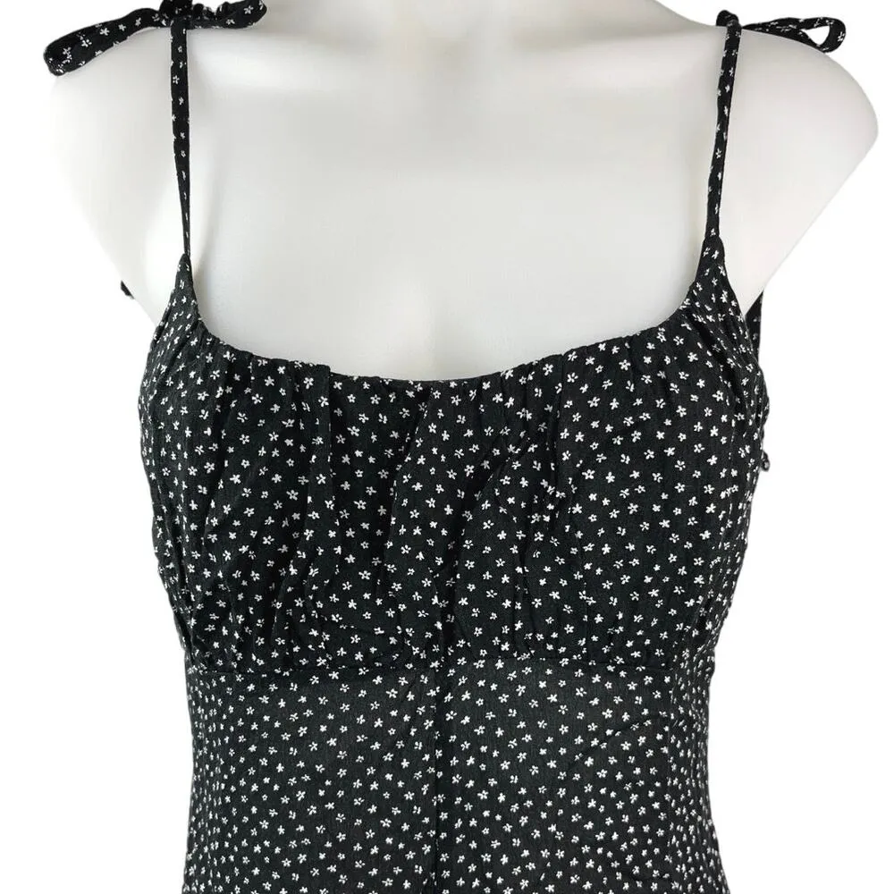 NEW Pacsun L.A. Hearts Black White Floral Sleeveless Tie Romper Shorts Size S - Image 3