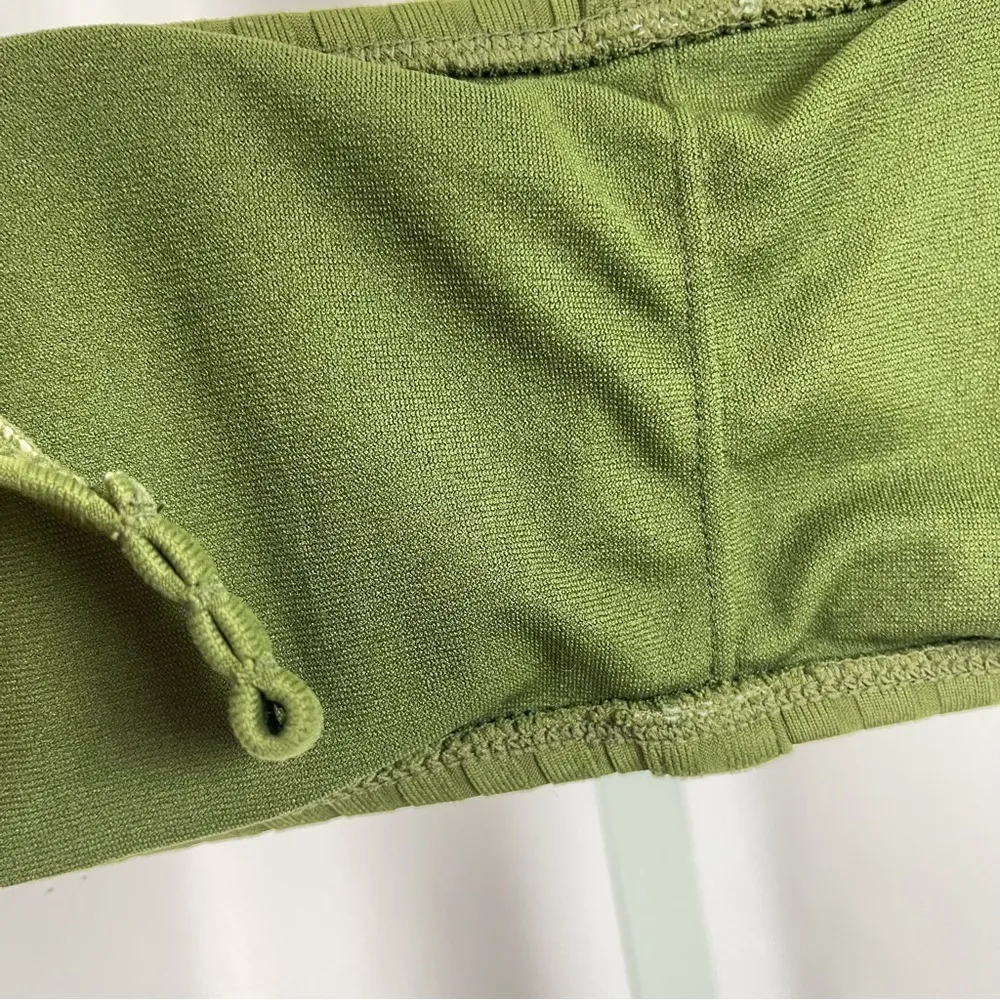 Target Xhilaration Medium Retro Ruffle Ribbed Olive Green Bikini Top Flutter - Image 3