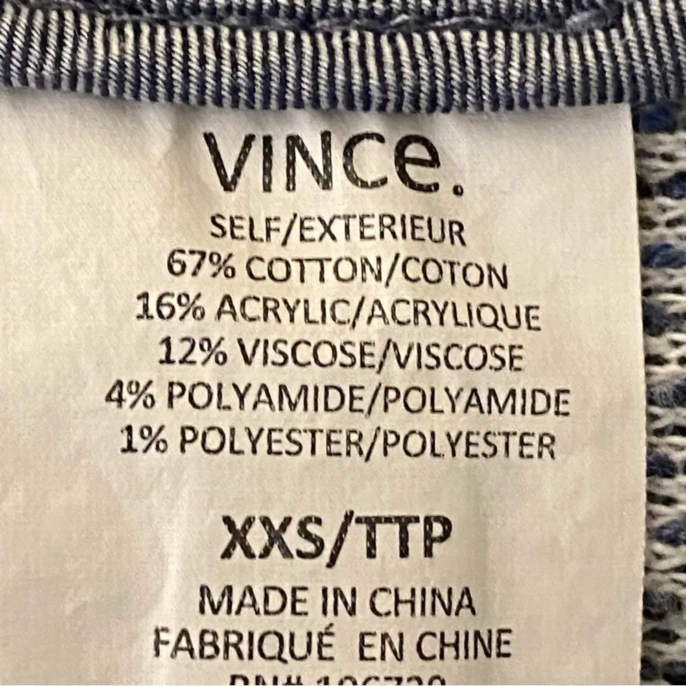 VINCE blue & grey stretch knit cardigan sweater blazer with POCKETS Size XXS EUC - Image 10