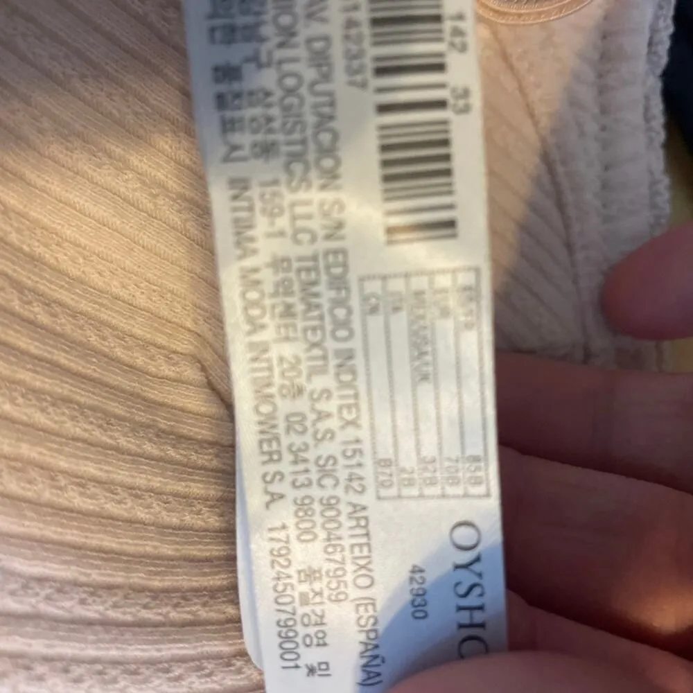 NWT Oysho Bra Bandeau 32B Nude Beige Ribbed Cotton Blend Wireless Comfort Womens - Image 7