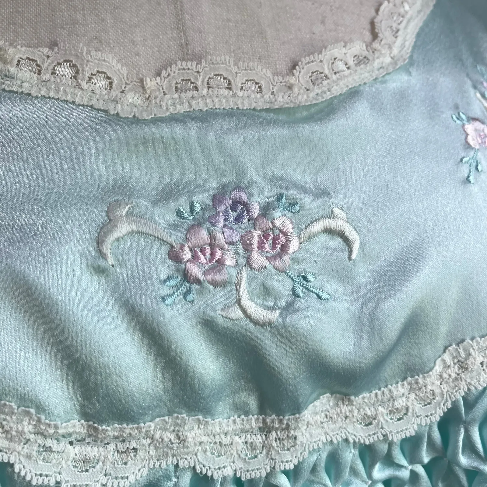 80s Vintage Light Blue Barbizon Danity Elegant Night Gown Sz M Pink Size M - Image 5