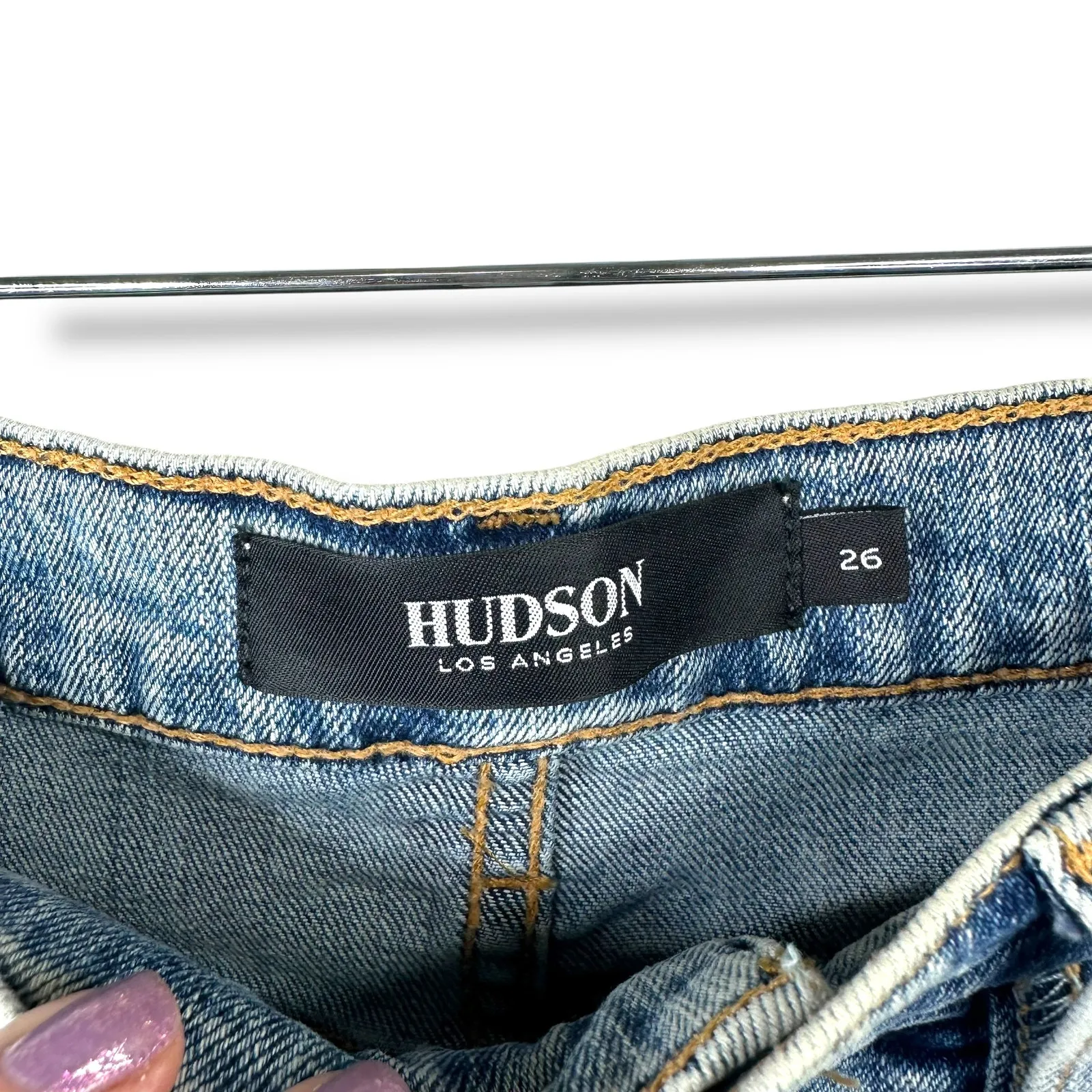 Hudson Blue Holly Denim High Rise Straight Leg Distressed Denim Jeans Size 26 - Image 9