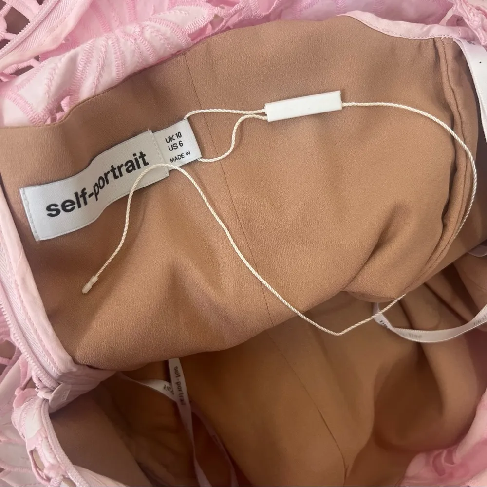 NEW NWT  Pink Cotton Guipure Lace Midi Dress In Peony Light Pink - Image 12