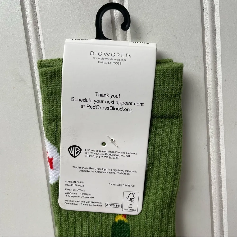 Blood donation Elf Movie Crew Socks Green Size OSFM Unisex - Image 5
