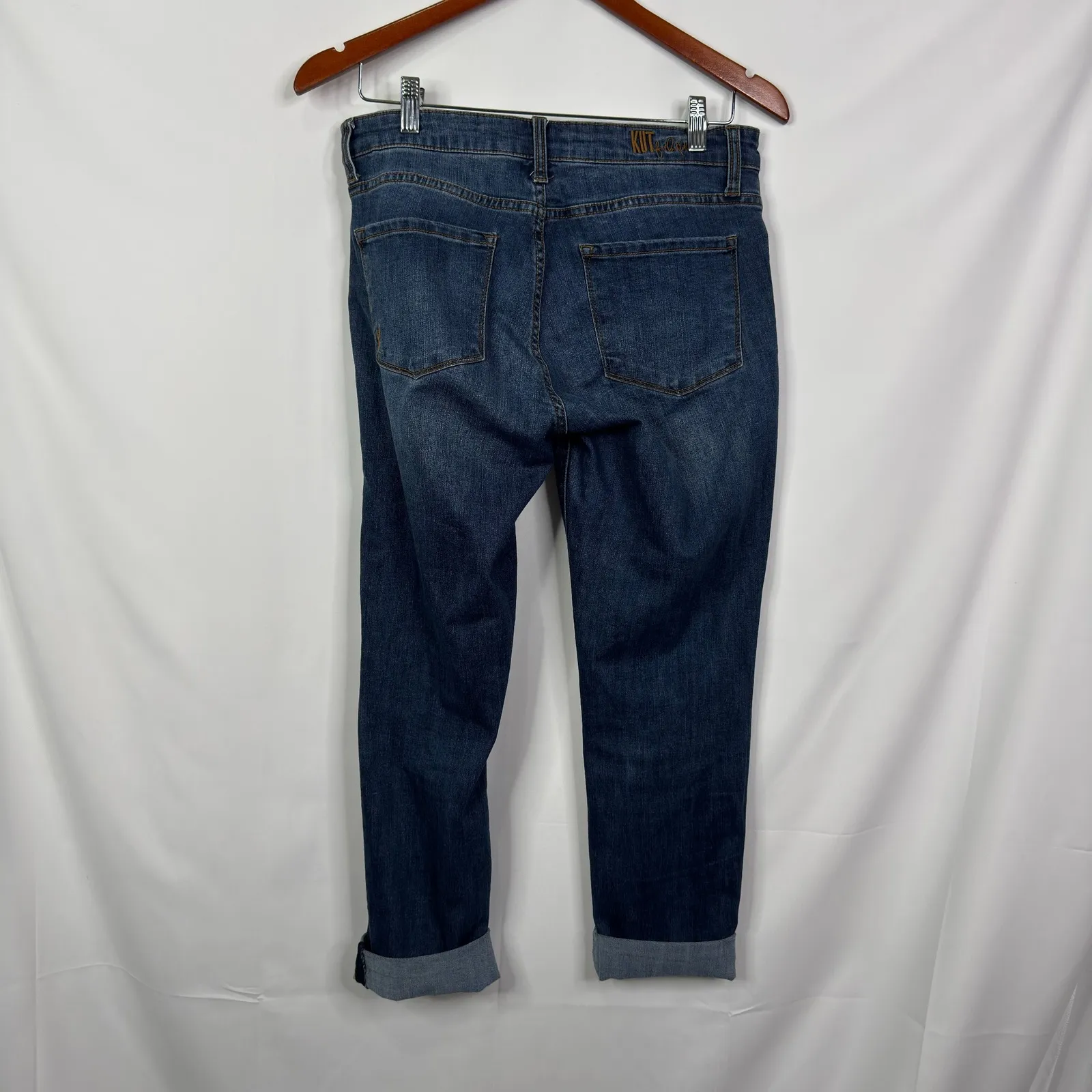 KUT from the Kloth Women's Size 4 Dark Wash Denim Straight Leg Jeans Cuffed - Image 5