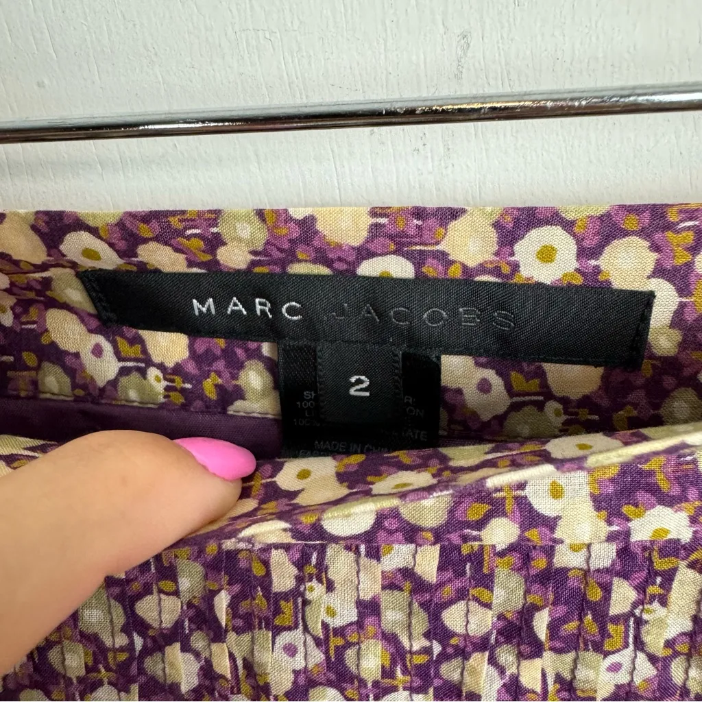 Marc Jacobs Floral Ruffle Tiered Midi Skirt Sz 2 High Low Cotton Asymmetric - Image 10