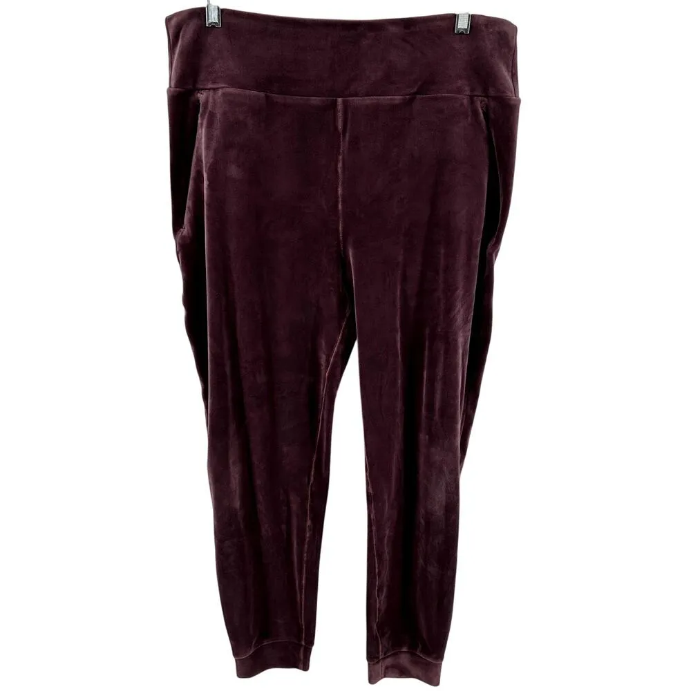prAna Pheonix Jogger Pant High Rise Velour Zip Pockets Thick Waistband Raisin XL - Image 2