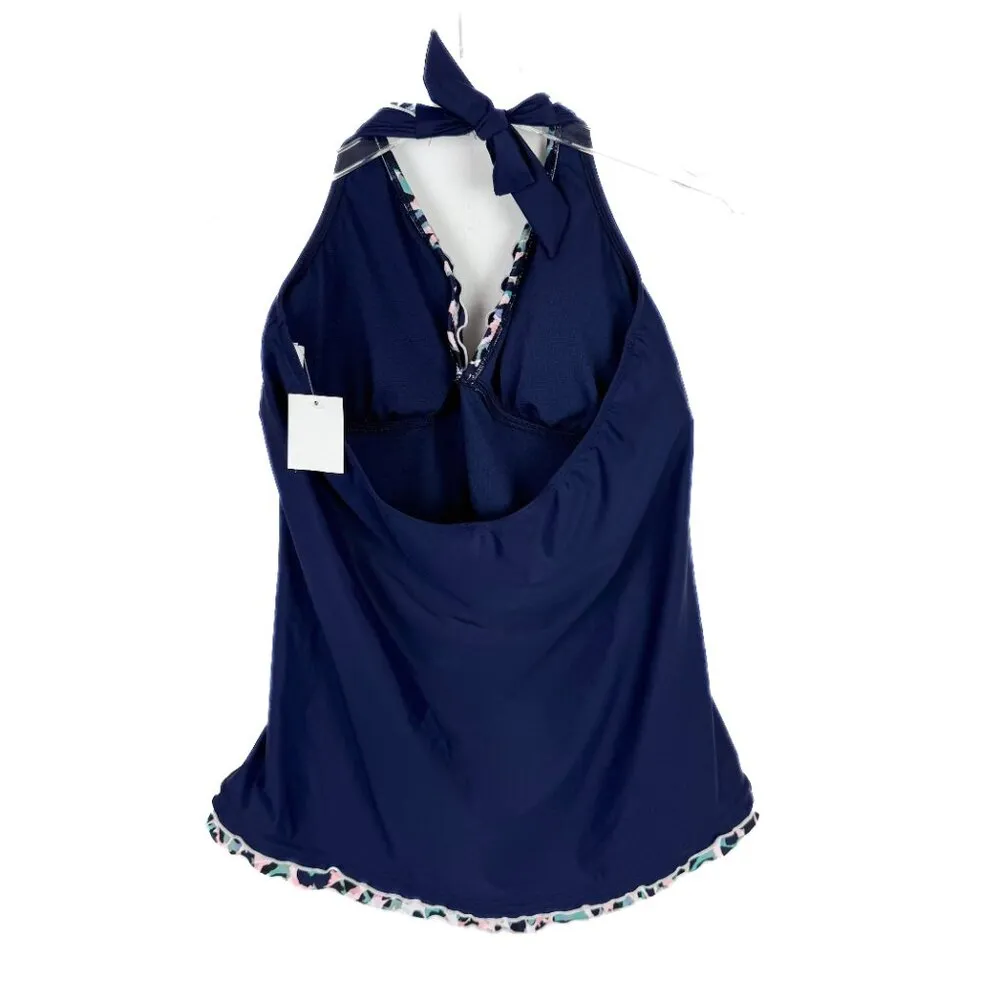 NWT  Mariposa Halterkini Top Tankini Swim Navy Blue Plus Size 14 - Image 9