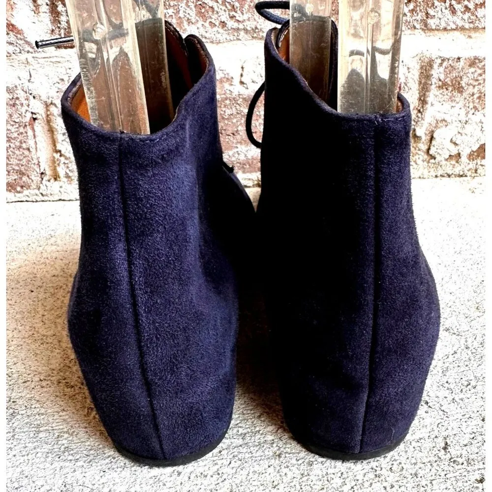 Aquatalia Blue Suede Chukka Boots Lace Up Ladies Sz 6 Italy Ankle Bootie… - Image 4