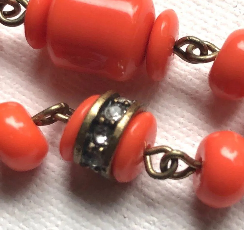 J.Crew Factory Orange Beaded Women's Fashion Statement Necklace - Image 7