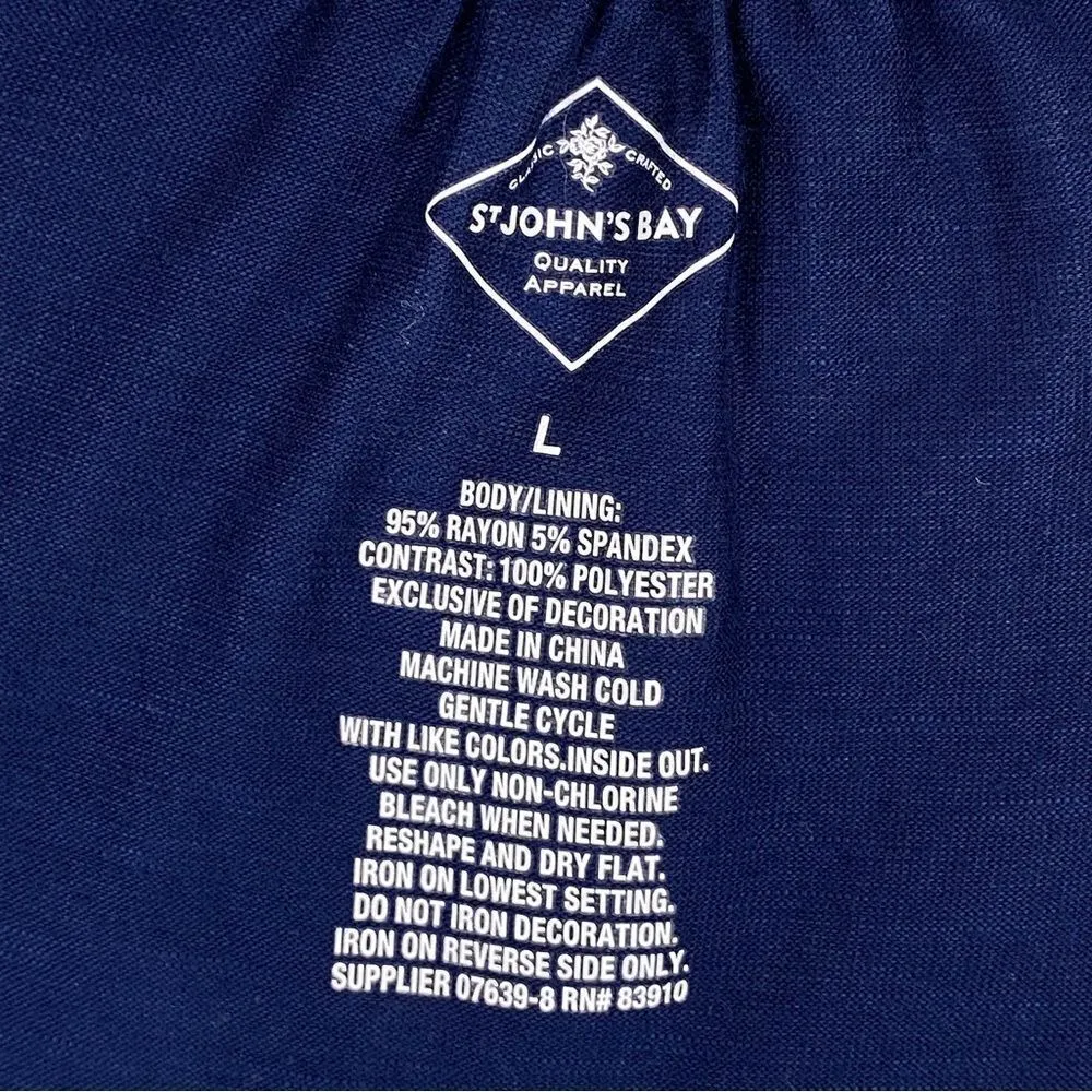 St. John’s Bay Embroidered‎ Scoop V Neck Tunic Shirt Navy Blue Large - Image 11