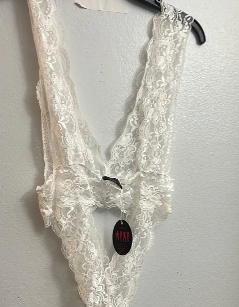 NEW Sexy White Lace Bodysuit teddy M Size M - Image 7