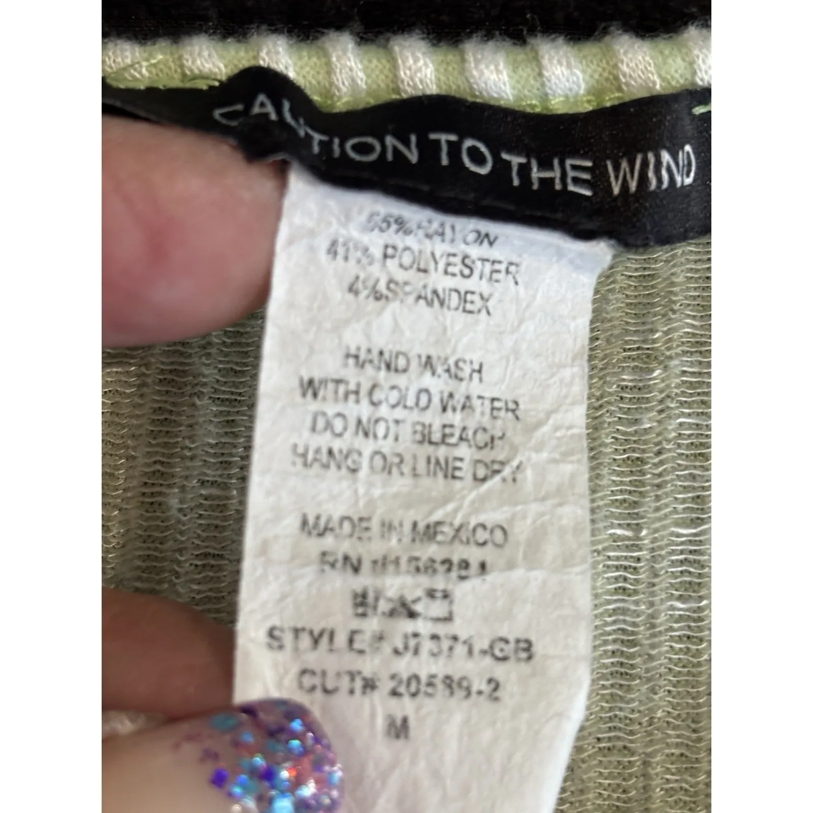 Caution To The Wind Green/White Stripe Ruffle Straps‎ Short Dress Size Medium - Image 8