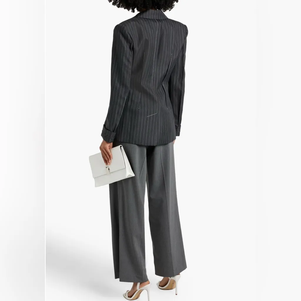 SIMKHAI Gamela Pinstripe Single Breasted Blazer In Grey Gray Size 6 - Image 5